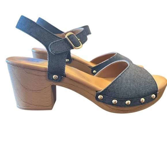 Style & Co Anddreas Navy Canvas Platform Block-Heel Sandals Size 6.5 - Picture 1 of 10